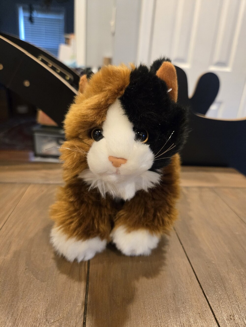 Plush Calico Cat Stuffed Toy - Brown, Black & White